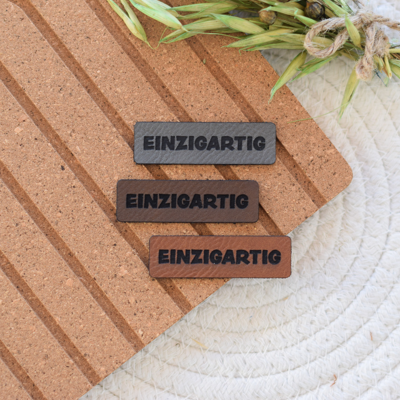 Kunstlederlabel "einzigartig"