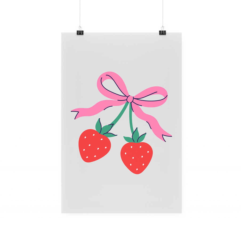 Bügelbild "Erdbeeren Schleife"