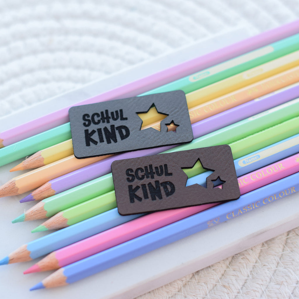 Kunstlederlabel "Schulkind Sterne"