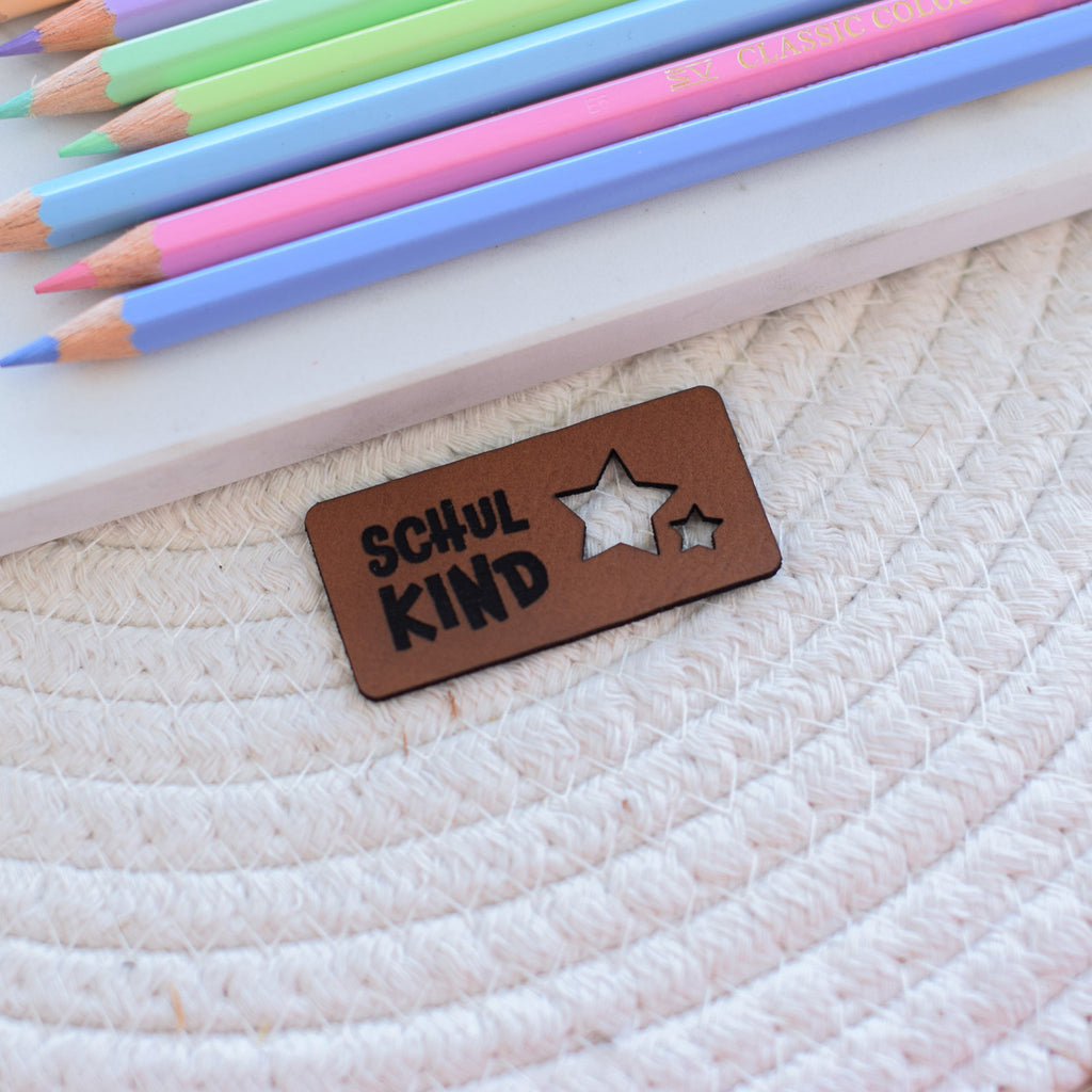 Kunstlederlabel "Schulkind Sterne"