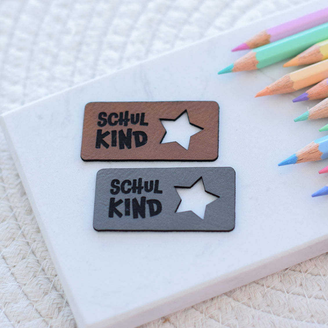 Kunstlederlabel "Schulkind Stern"