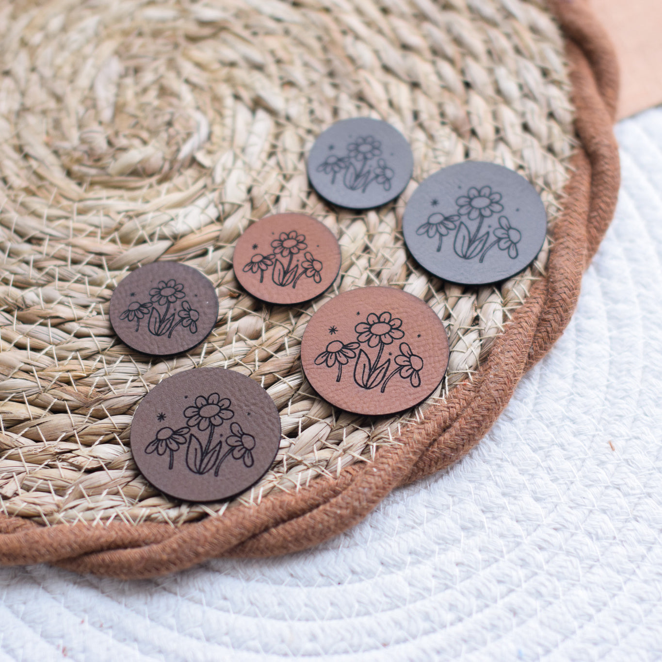 Kunstlederlabel "Blumen"