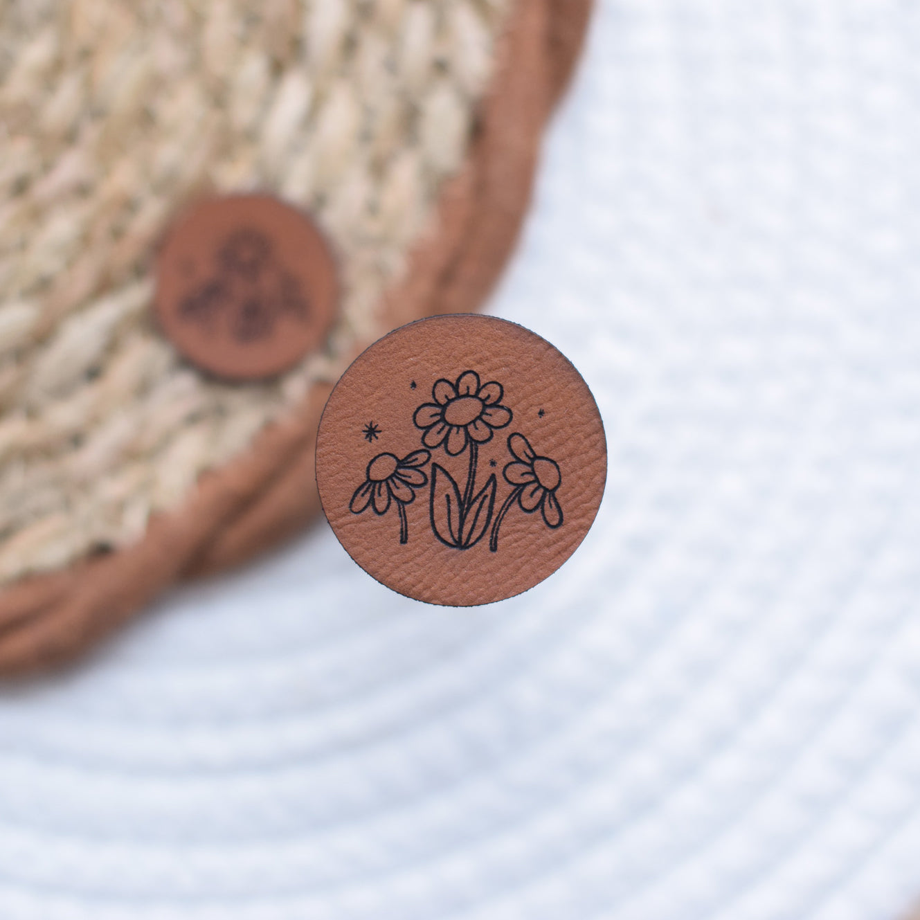 Kunstlederlabel "Blumen"