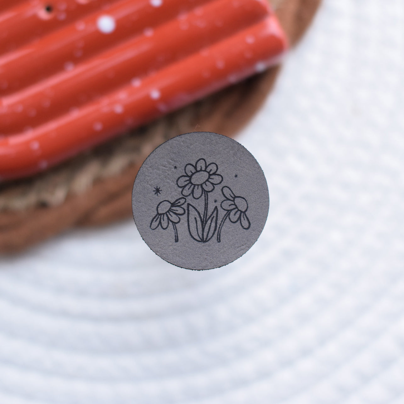 Kunstlederlabel "Blumen"