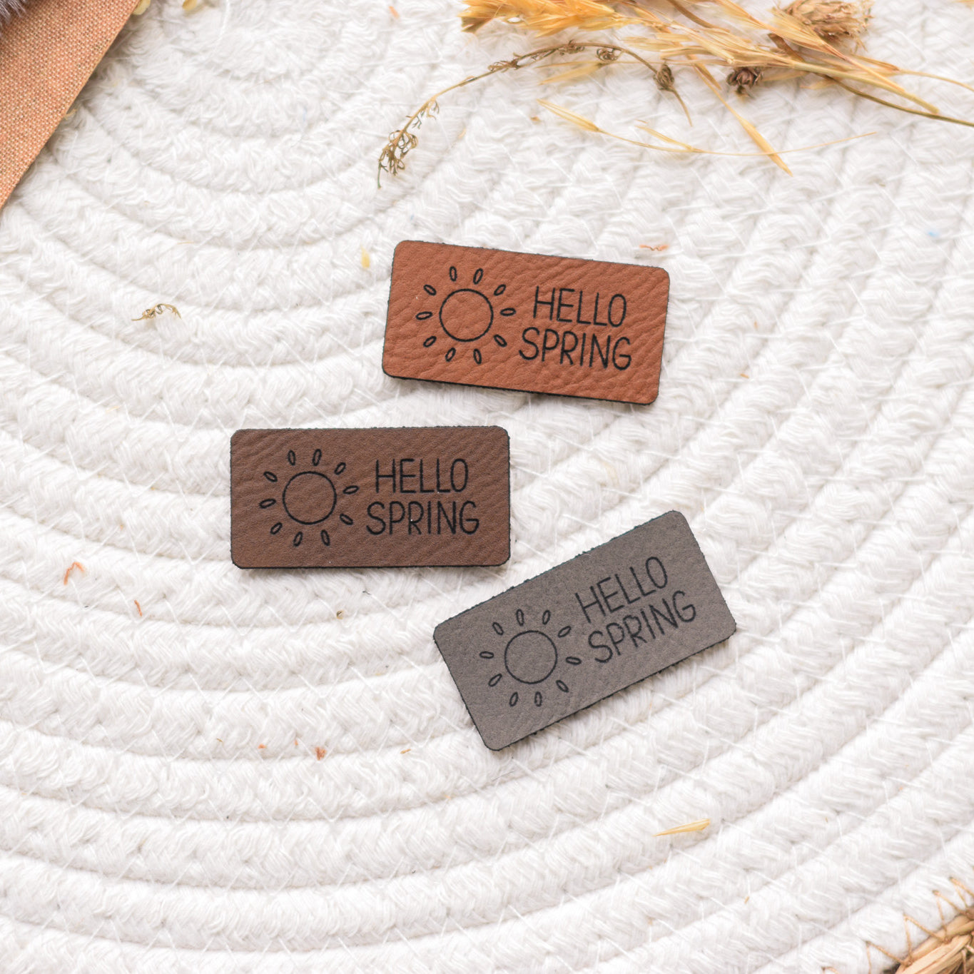 Kunstlederlabel "Hello Spring - Sonne"