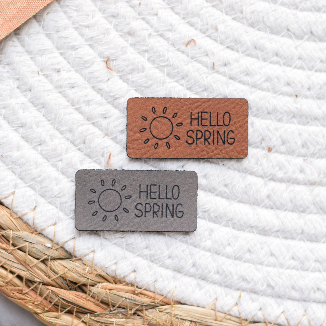 Kunstlederlabel "Hello Spring - Sonne"