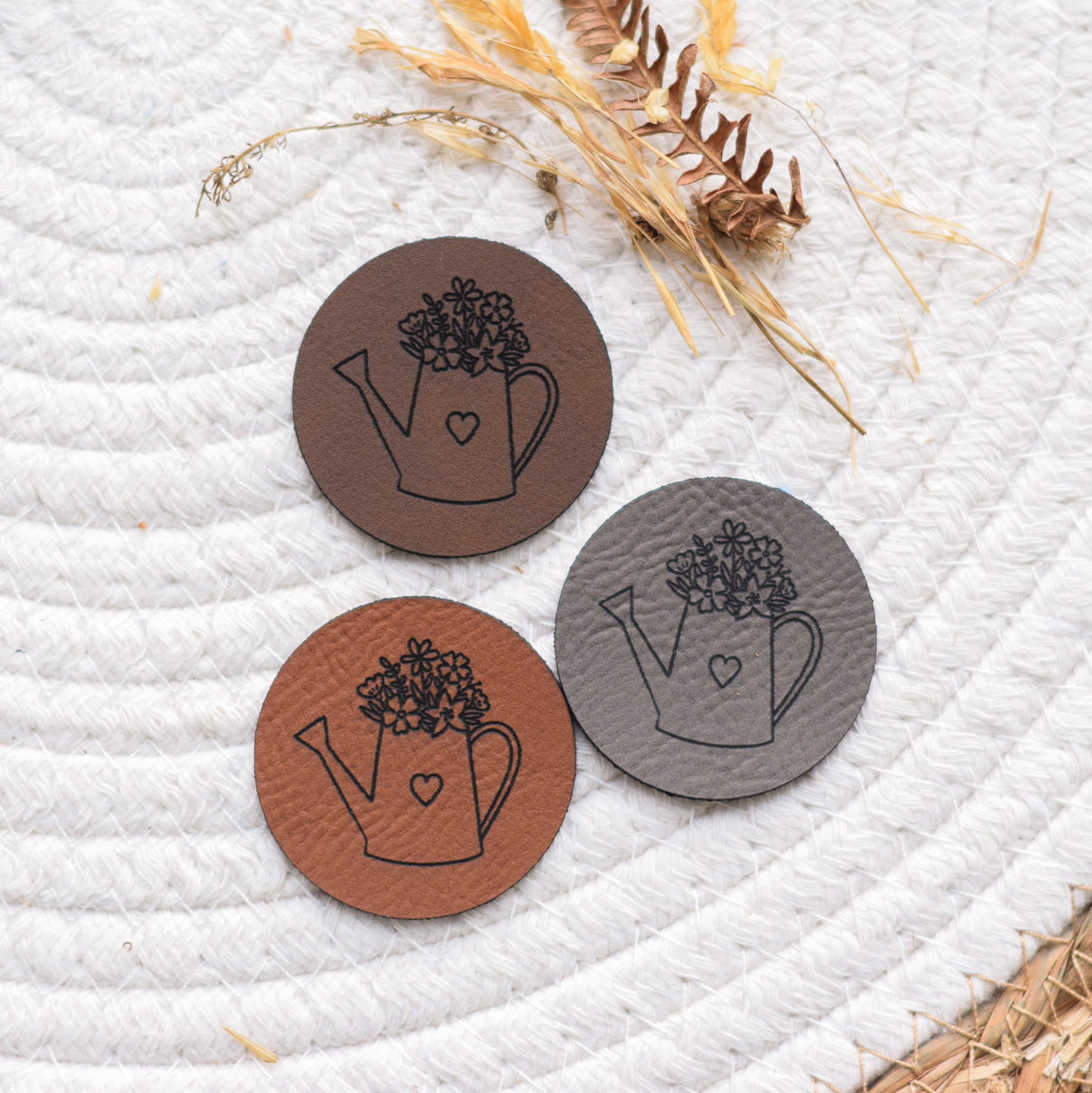 Kunstlederlabel "Blühende Gießkanne"