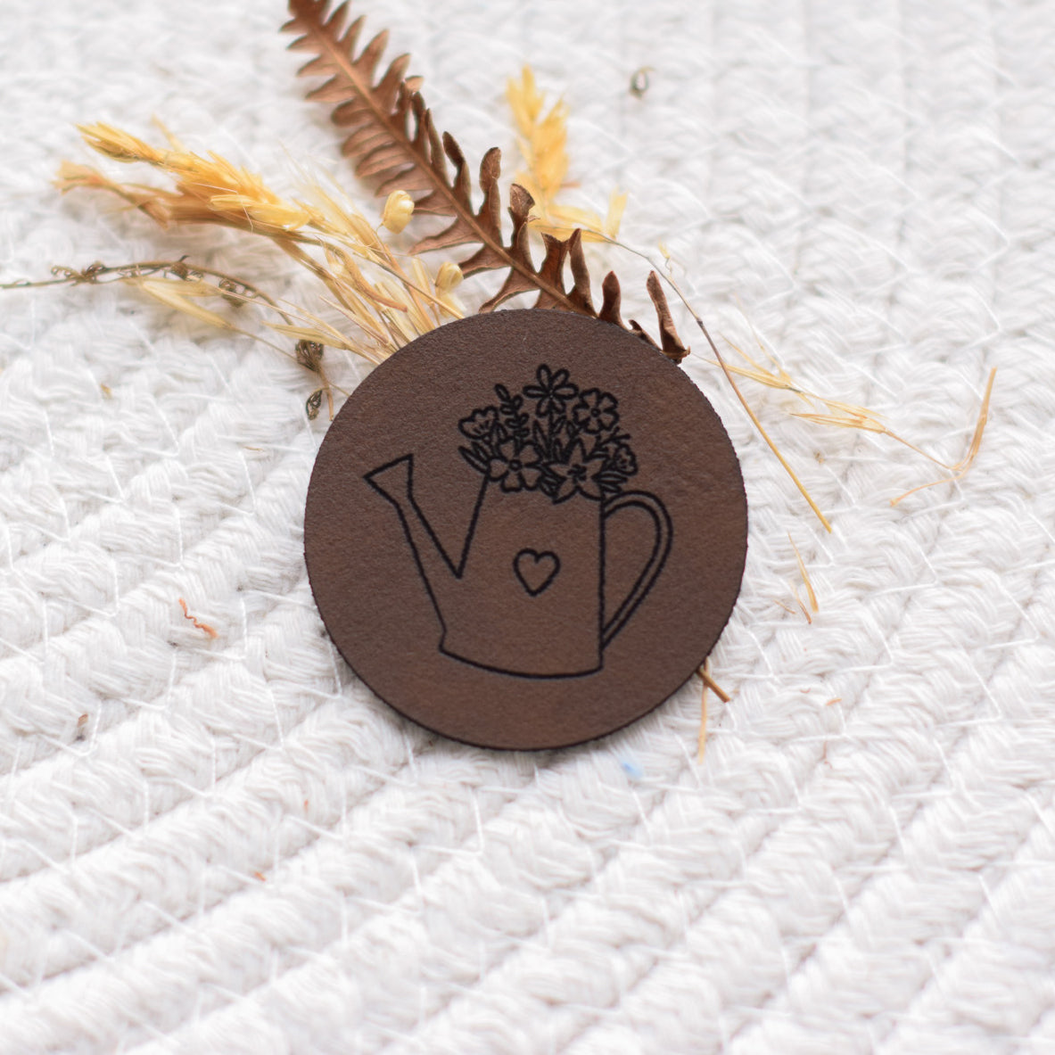 Kunstlederlabel "Blühende Gießkanne"