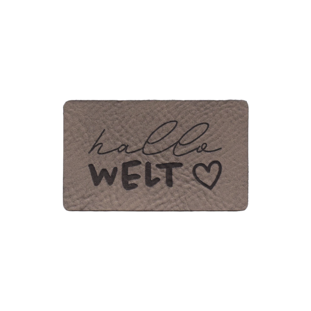 Kunstlederlabel "Hallo Welt - Herz"