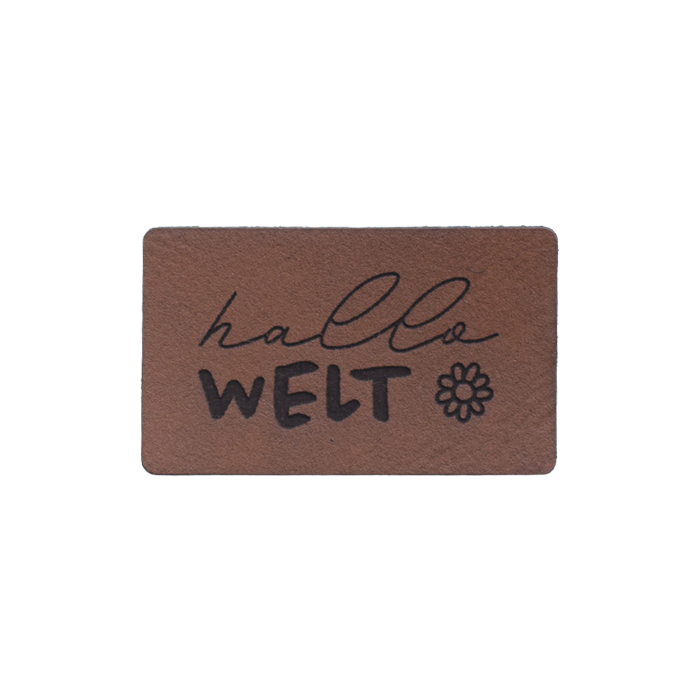 Kunstlederlabel "Hallo Welt - Blume"
