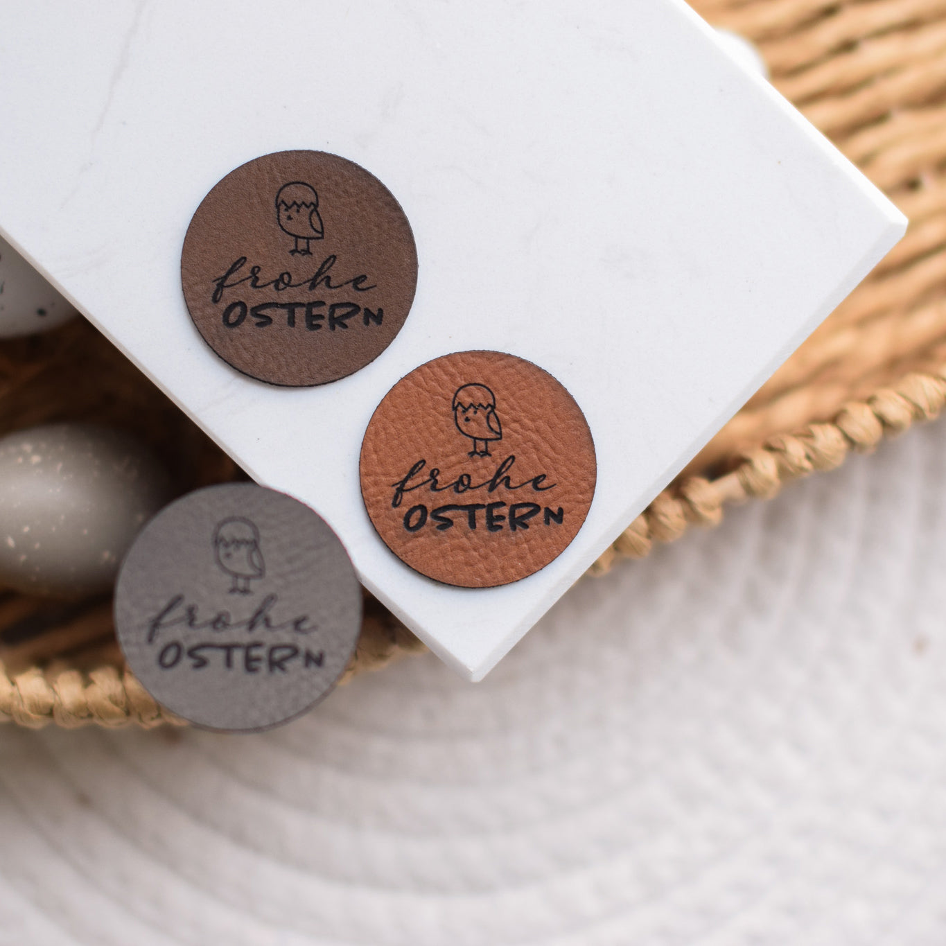 Kunstlederlabel "Frohe Ostern - Küken"