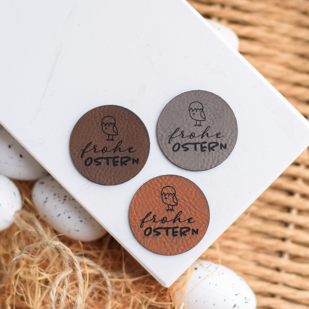 Kunstlederlabel "Frohe Ostern - Küken"