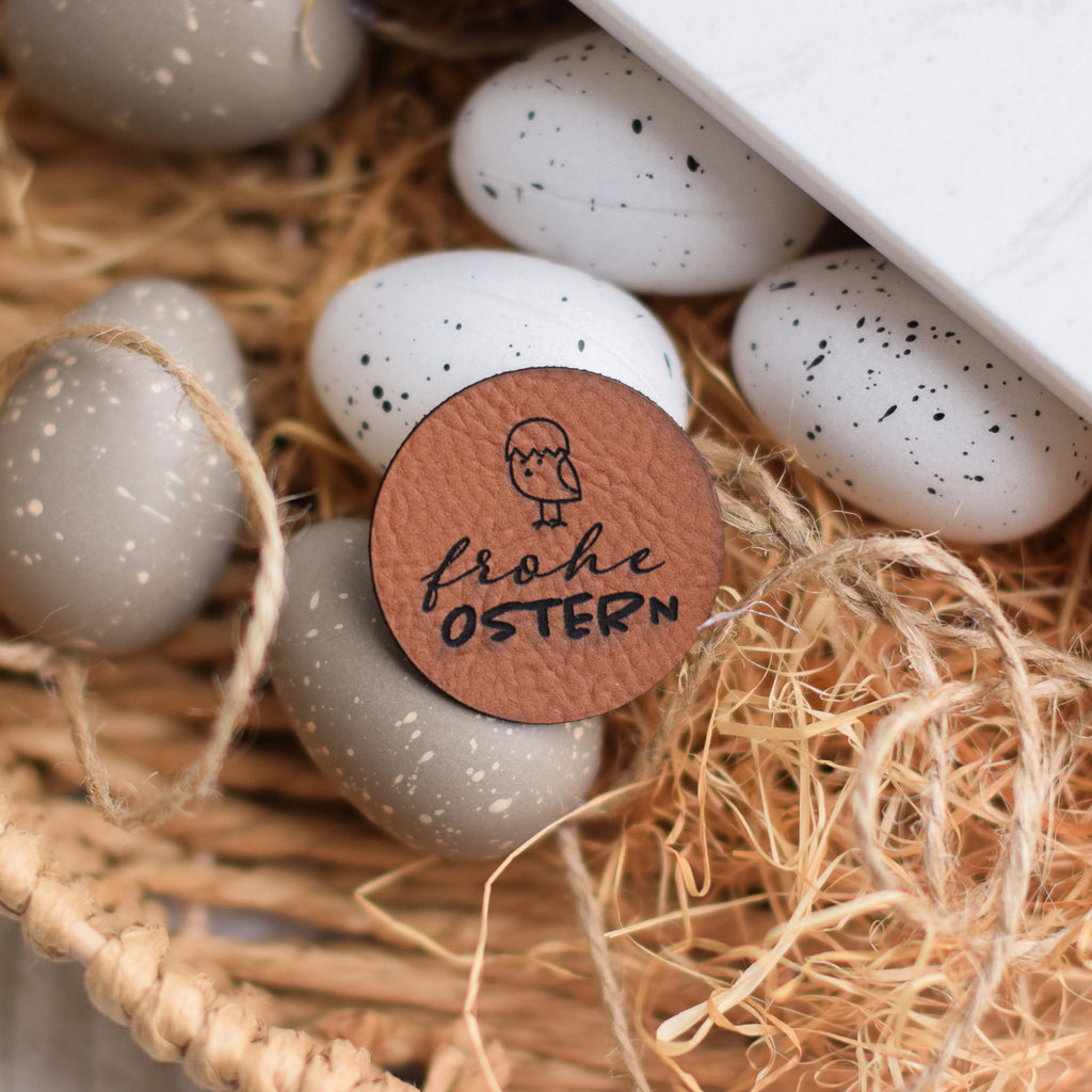 Kunstlederlabel "Frohe Ostern - Küken"
