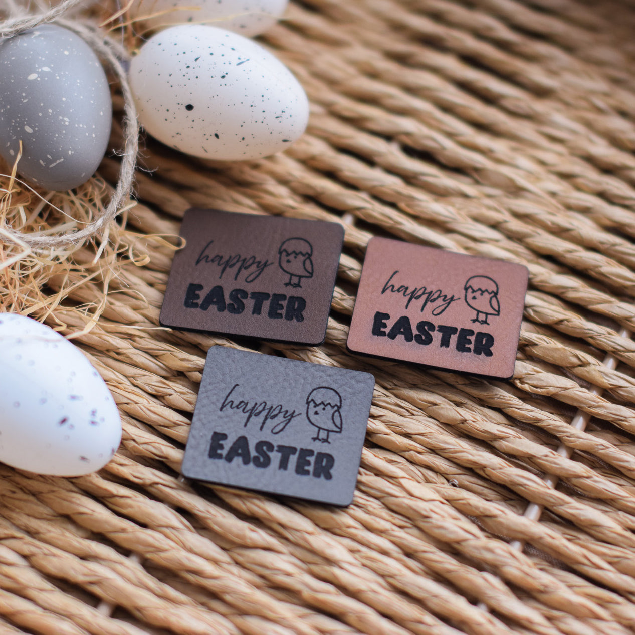 Kunstlederlabel "Happy Easter - Küken"