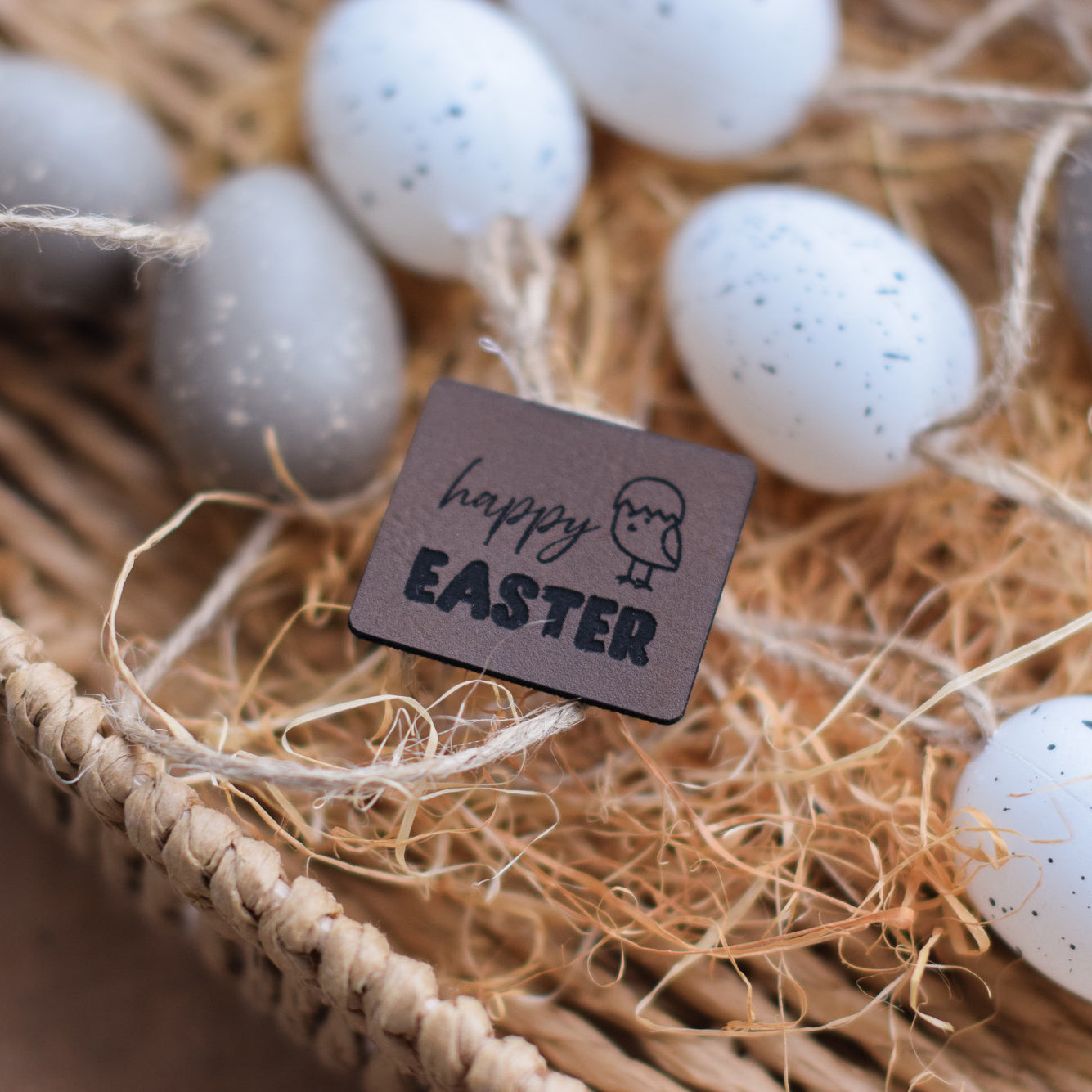 Kunstlederlabel "Happy Easter - Küken"