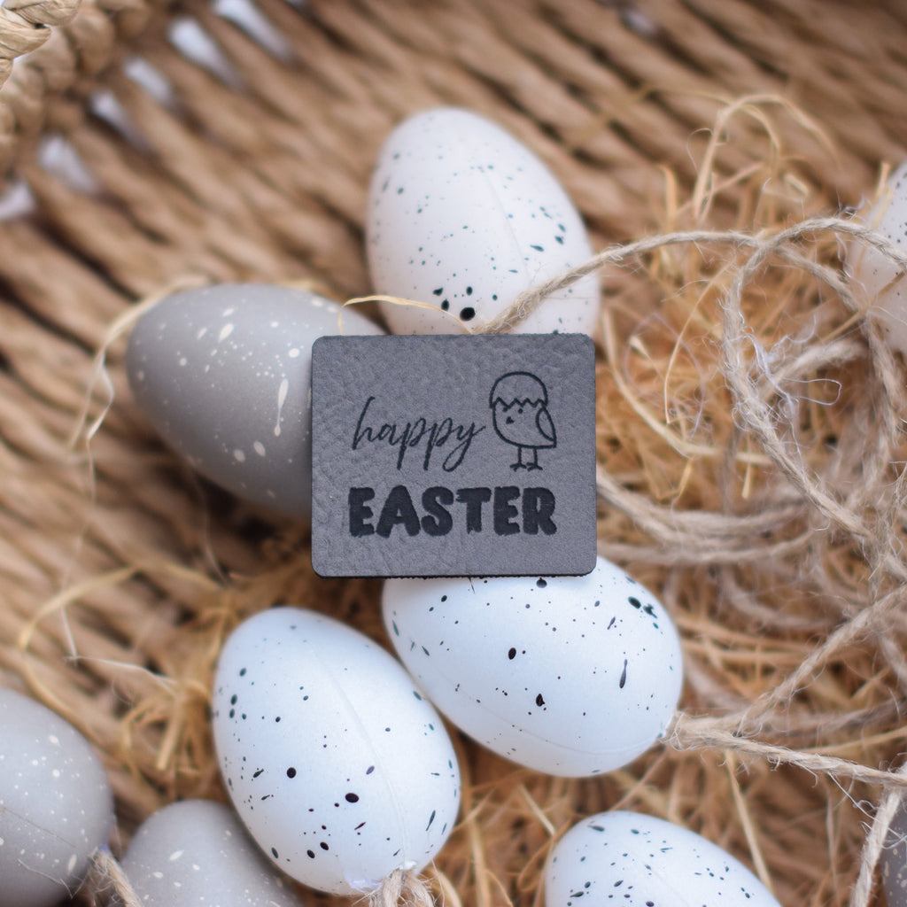 Kunstlederlabel "Happy Easter - Küken"