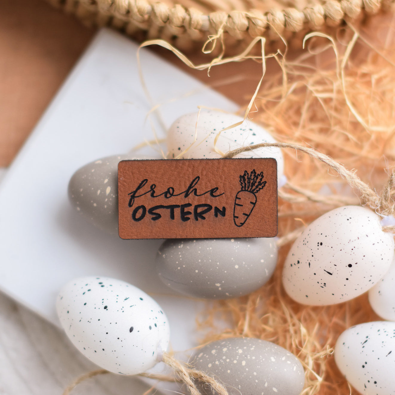 Kunstlederlabel "Frohe Ostern - Karotte"