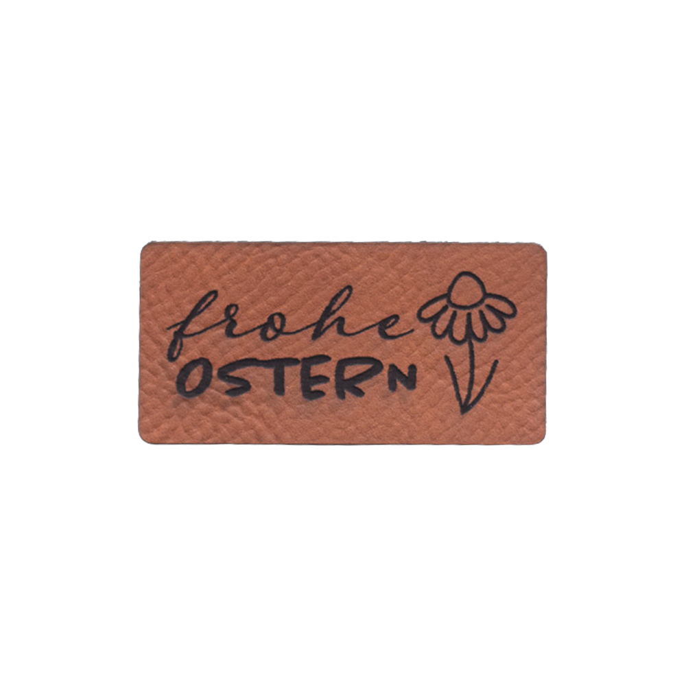 Kunstlederlabel "Frohe Ostern - Blume"