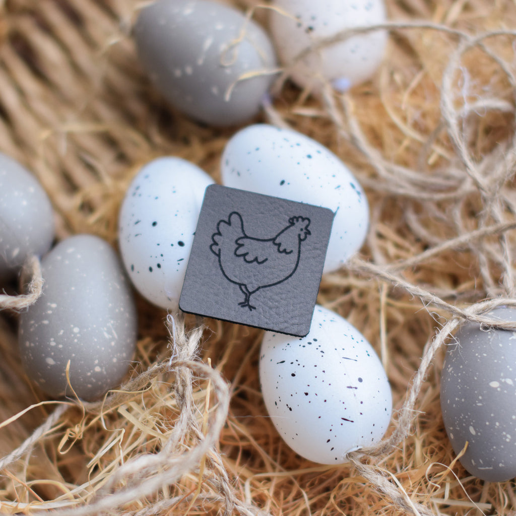 Kunstlederlabel "Huhn"