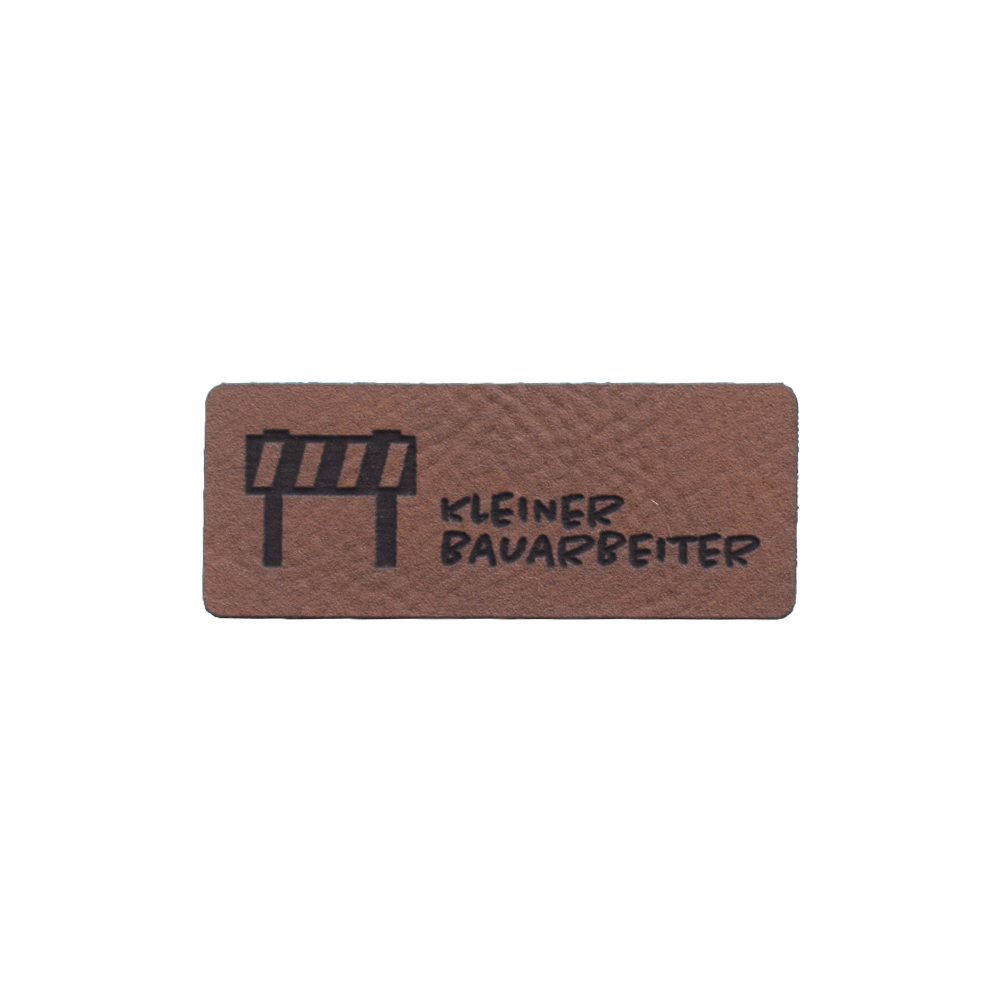Kunstlederlabel "Kleiner Bauarbeiter - Absperrung"