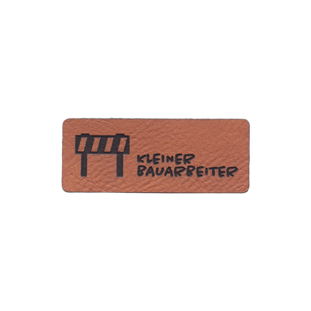 Kunstlederlabel "Kleiner Bauarbeiter - Absperrung"