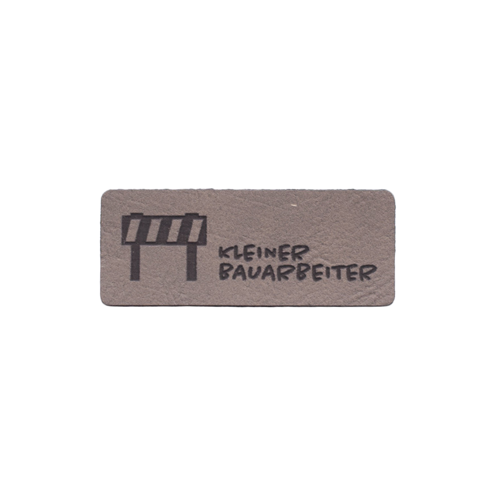 Kunstlederlabel "Kleiner Bauarbeiter - Absperrung"