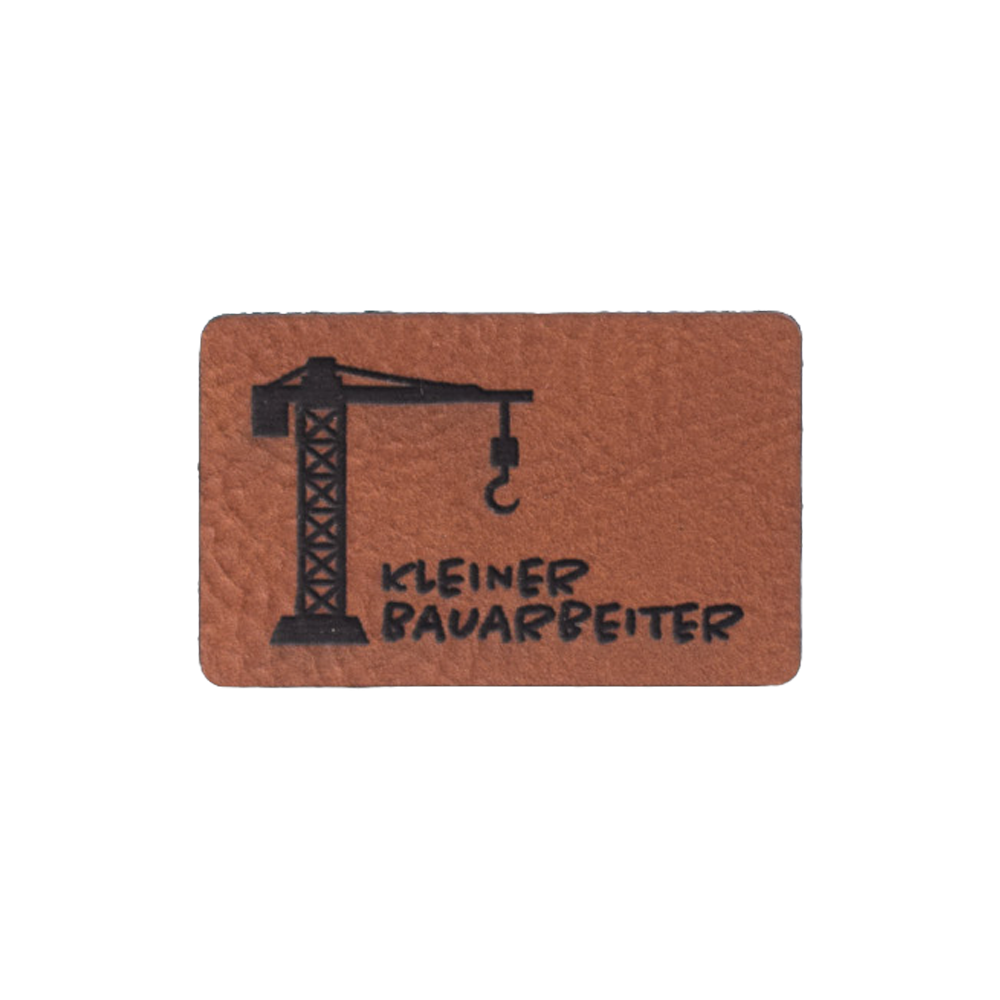 Kunstlederlabel "Kleiner Bauarbeiter - Kran"