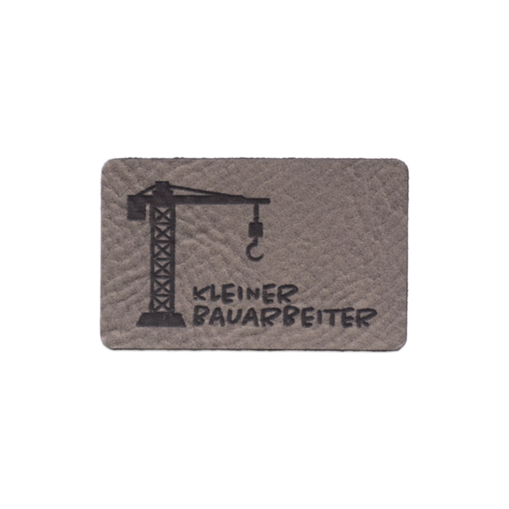 Kunstlederlabel "Kleiner Bauarbeiter - Kran"