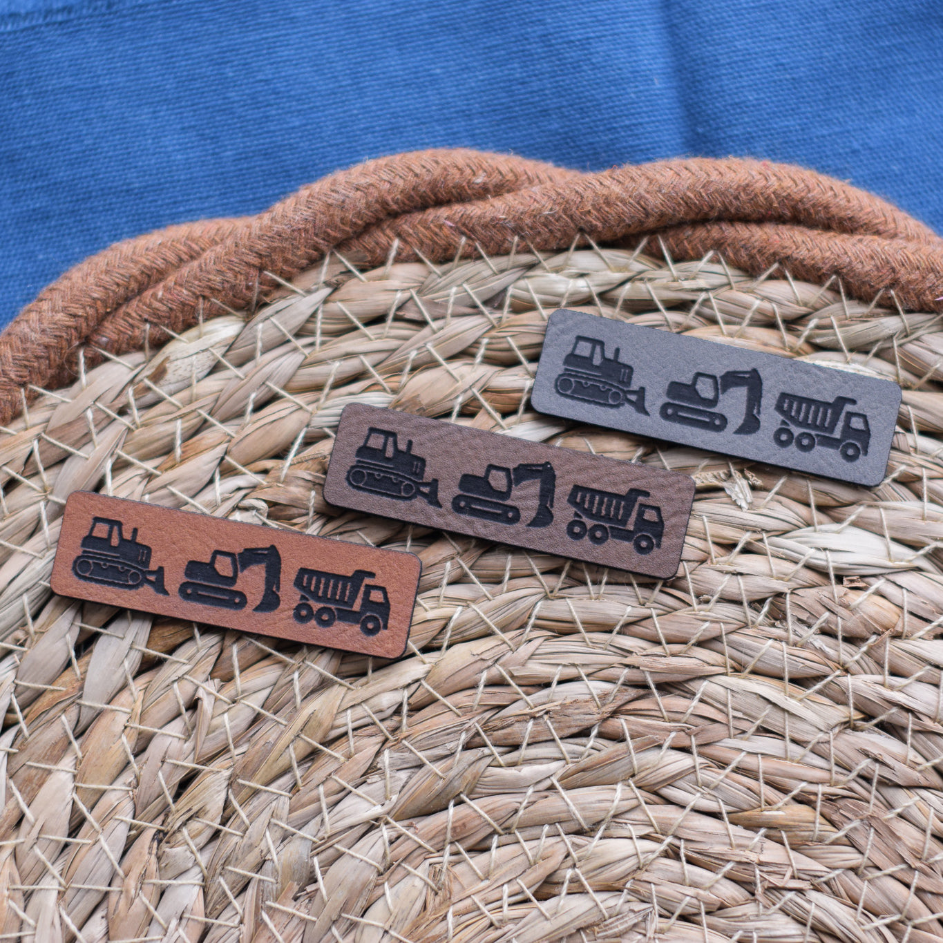 Kunstlederlabel "Baustellenfahrzeuge"