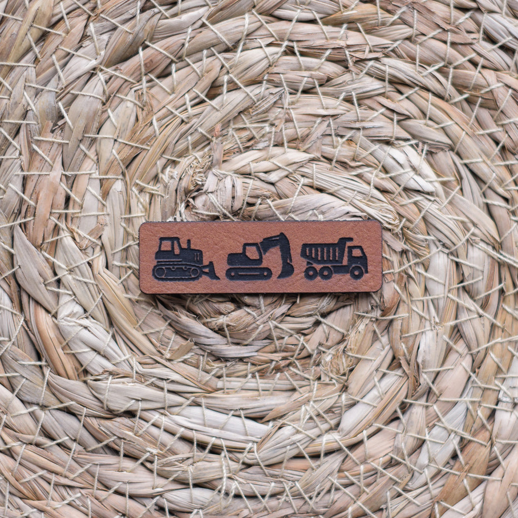 Kunstlederlabel "Baustellenfahrzeuge"