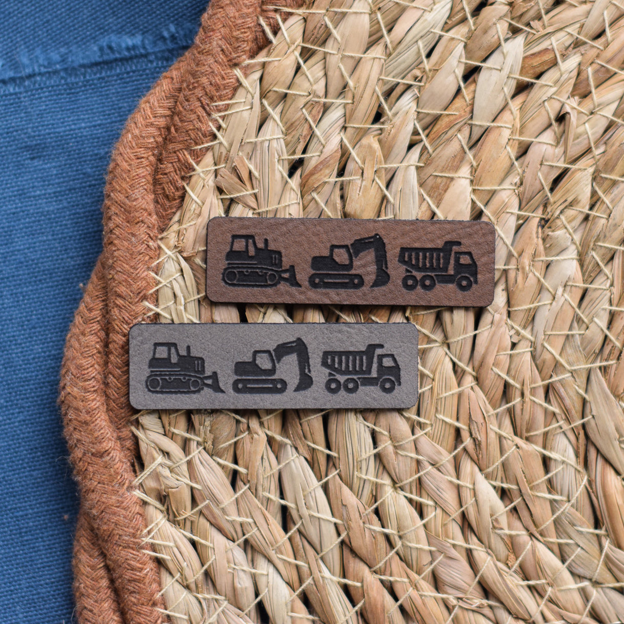 Kunstlederlabel "Baustellenfahrzeuge"