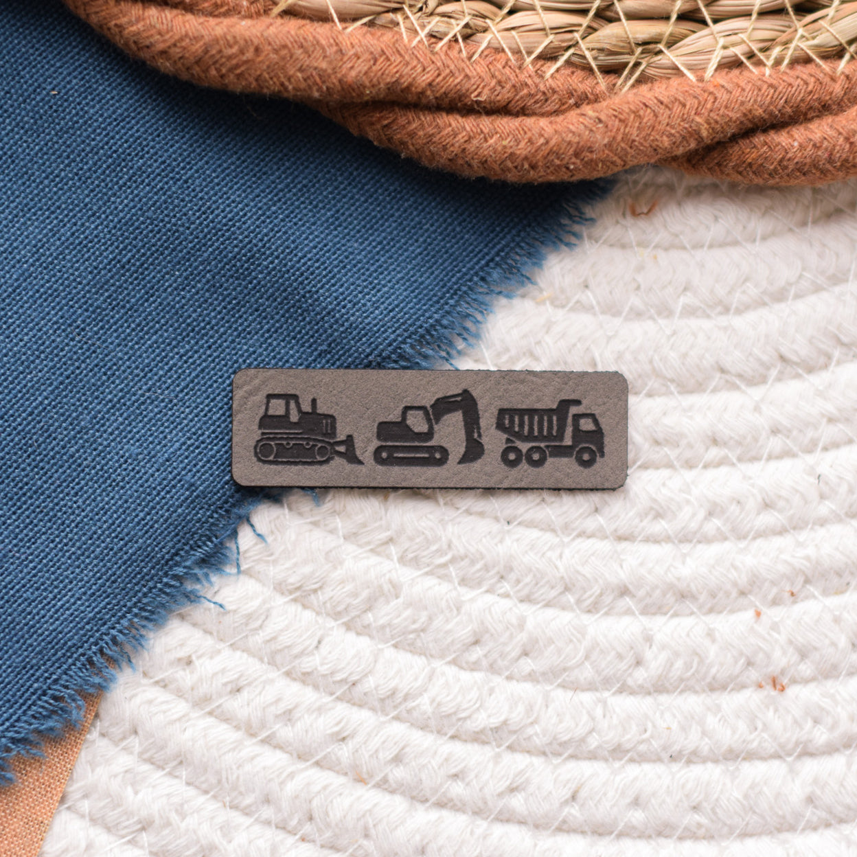 Kunstlederlabel "Baustellenfahrzeuge"