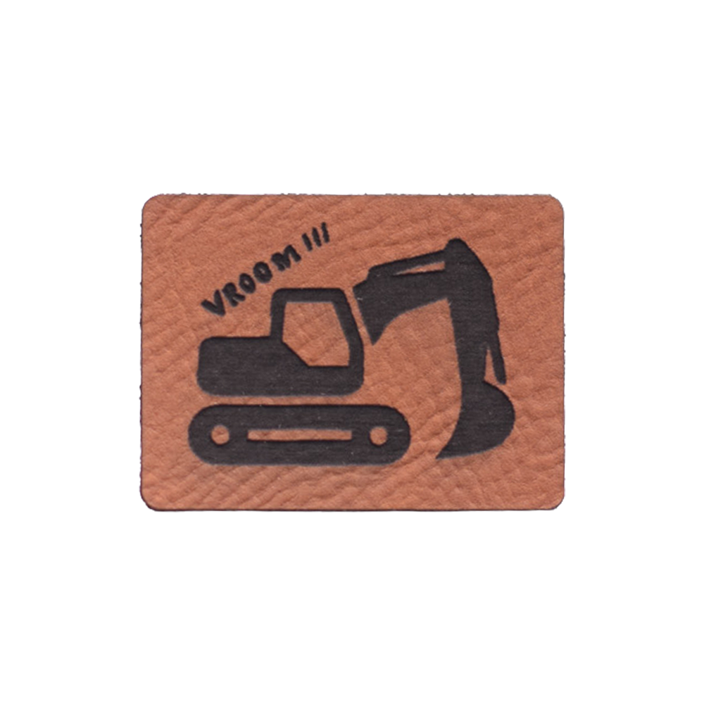 Kunstlederlabel "Löffelbagger - Vroom!!!"