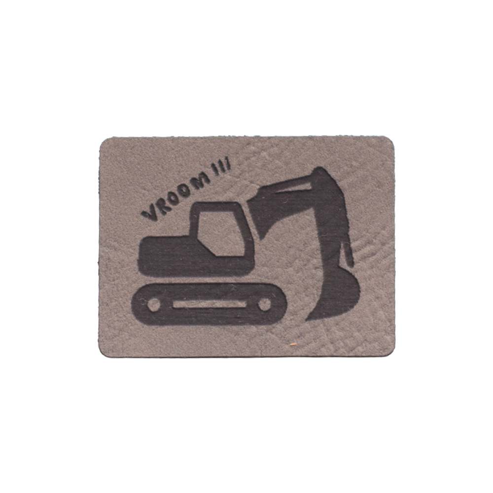 Kunstlederlabel "Löffelbagger - Vroom!!!"