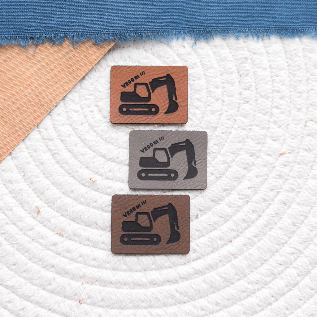 Kunstlederlabel "Löffelbagger - Vroom!!!"