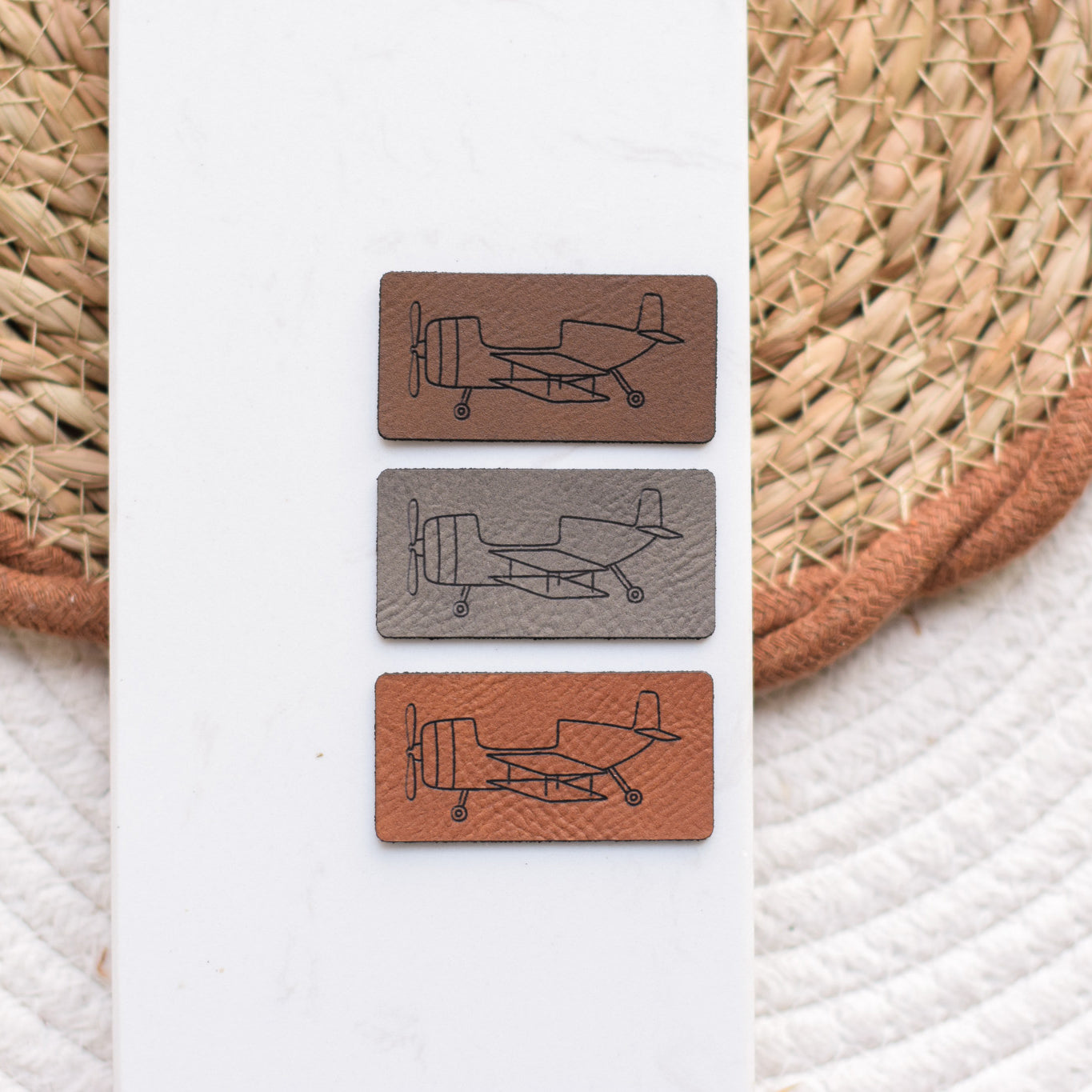 Kunstlederlabel "Flugzeug"