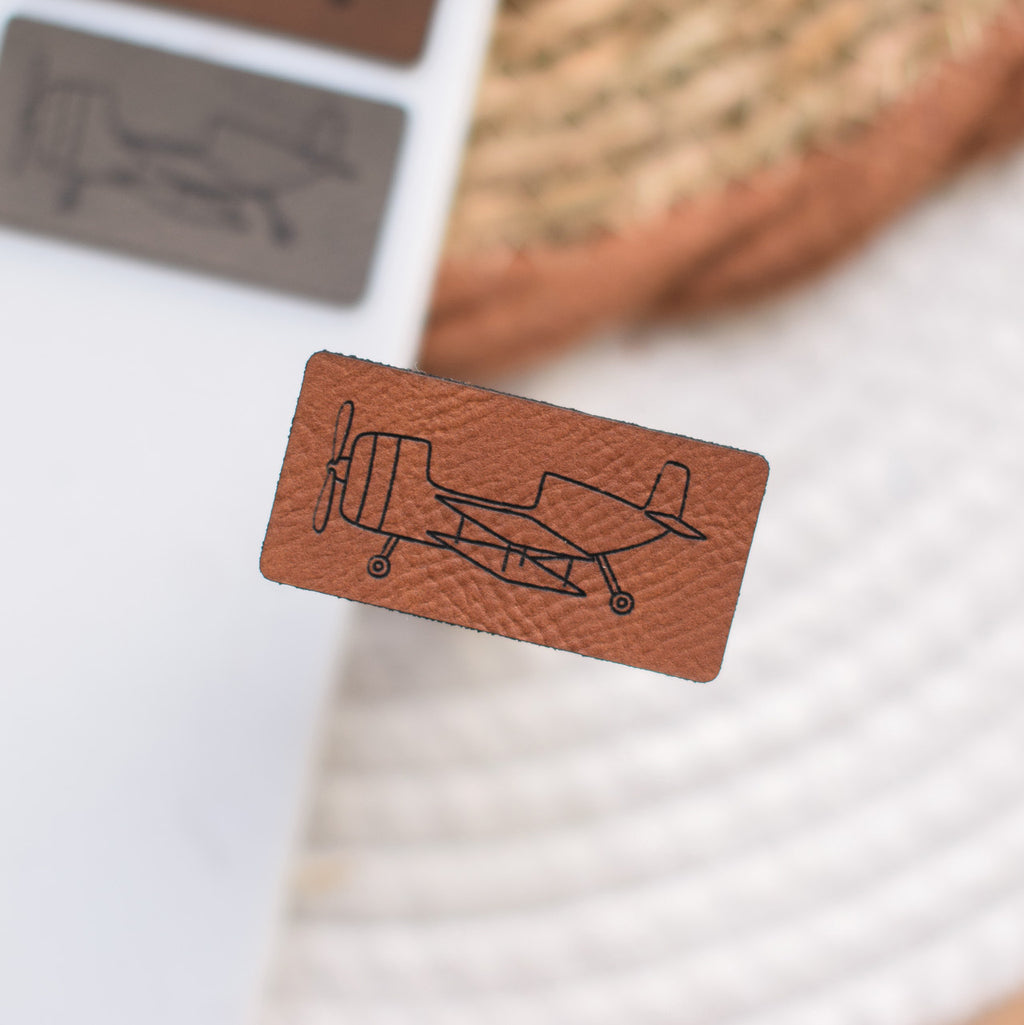 Kunstlederlabel "Flugzeug"