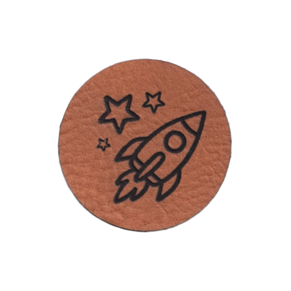 Kunstlederlabel "Rakete - Sterne"