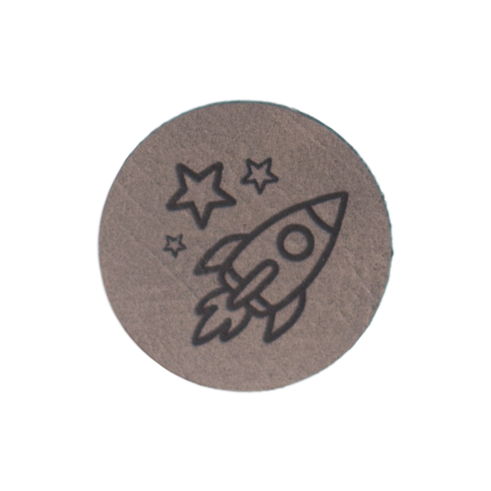 Kunstlederlabel "Rakete - Sterne"