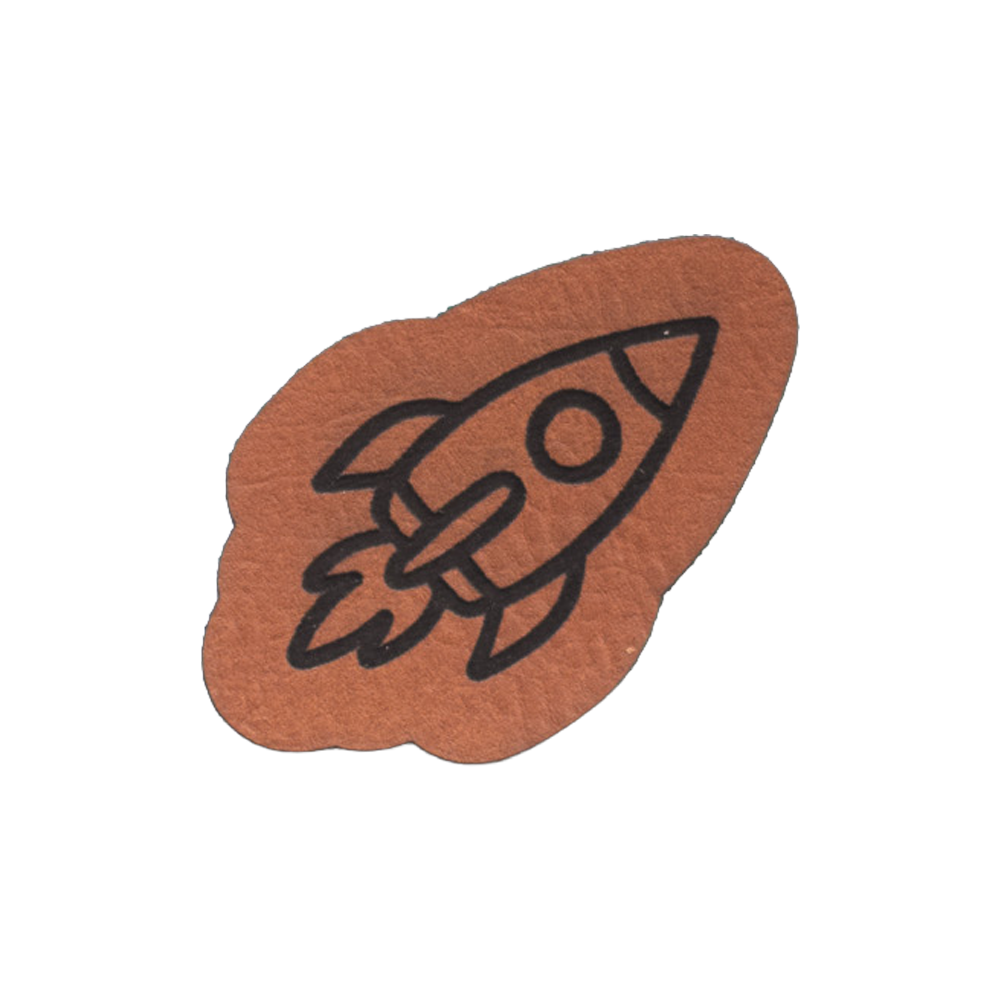 Kunstlederlabel "Rakete"
