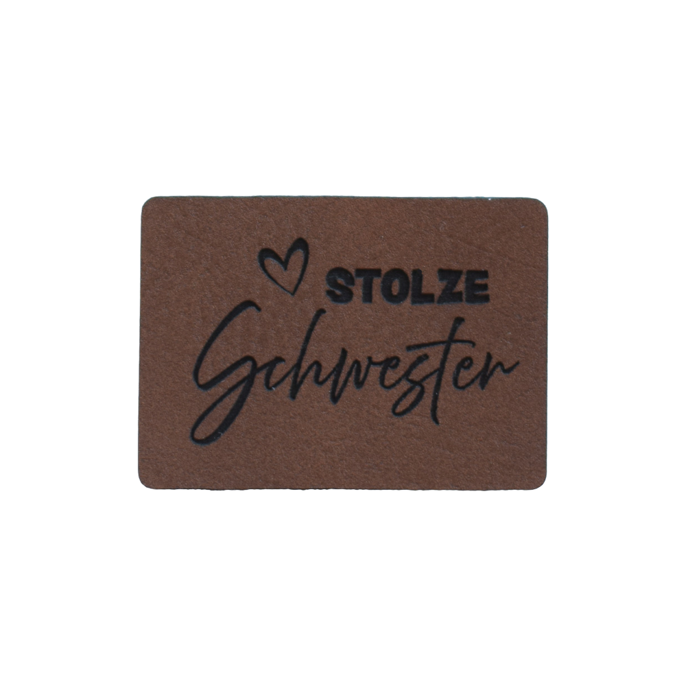 Kunstlederlabel "stolze Schwester"