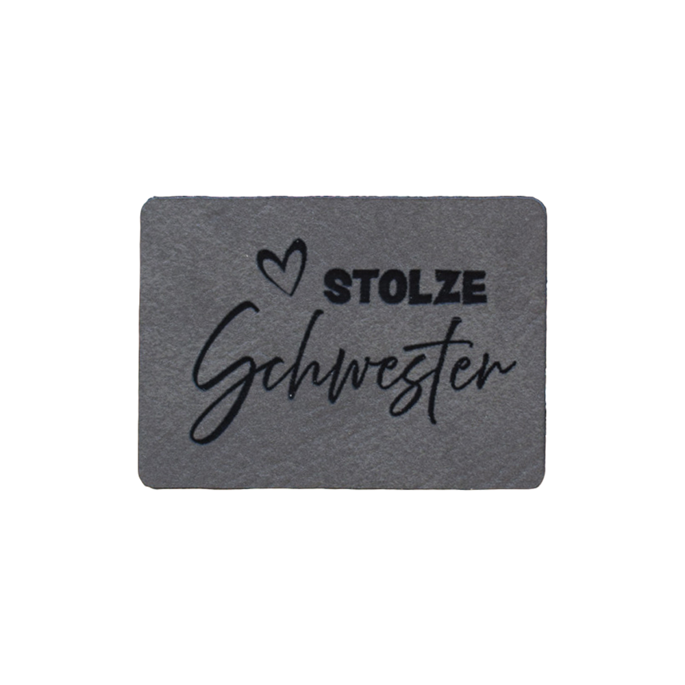 Kunstlederlabel "stolze Schwester"