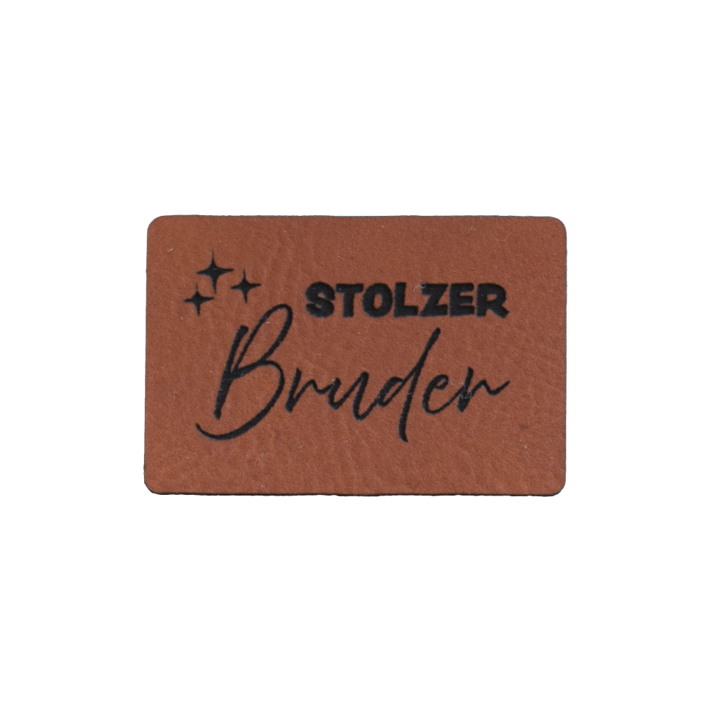 Kunstlederlabel "stolzer Bruder"