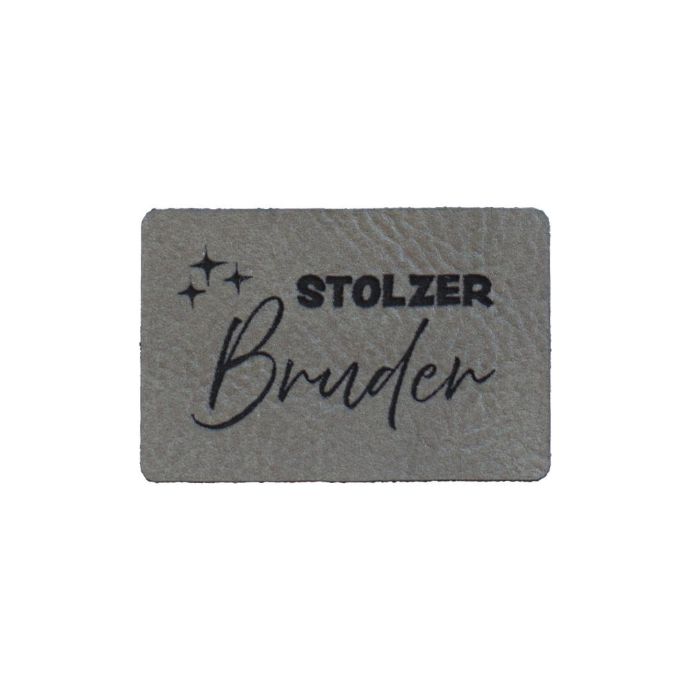 Kunstlederlabel "stolzer Bruder"