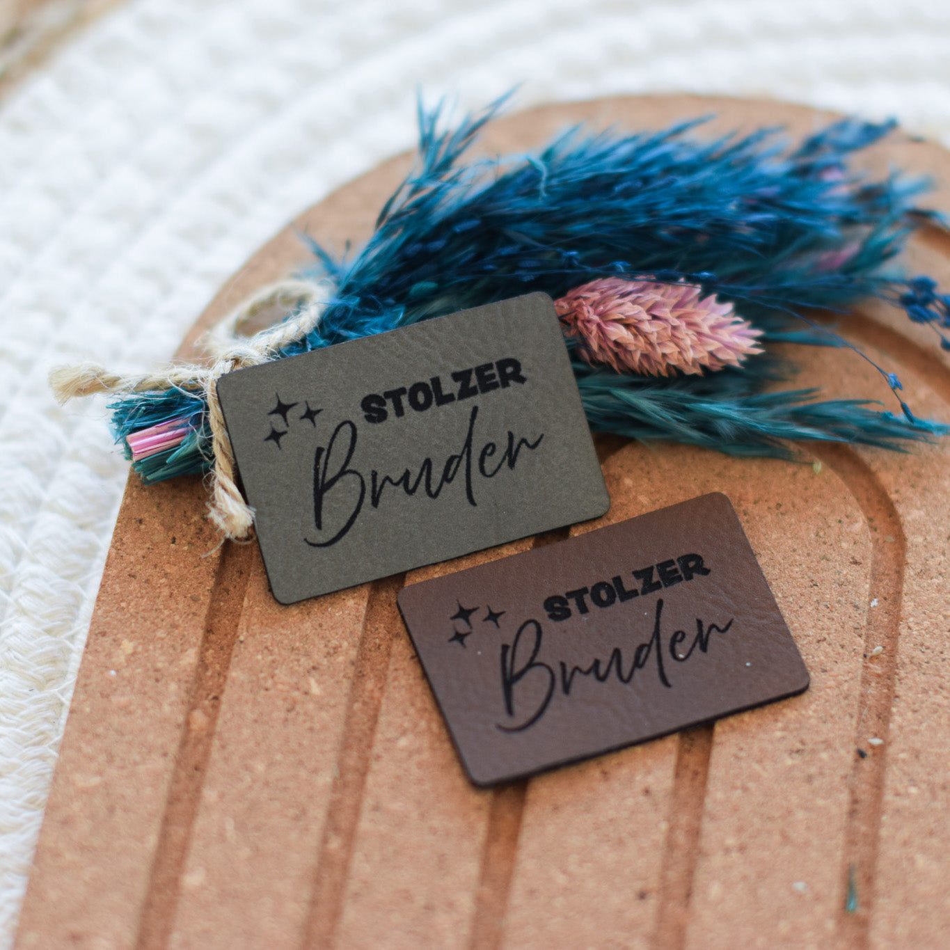 Kunstlederlabel "stolzer Bruder"