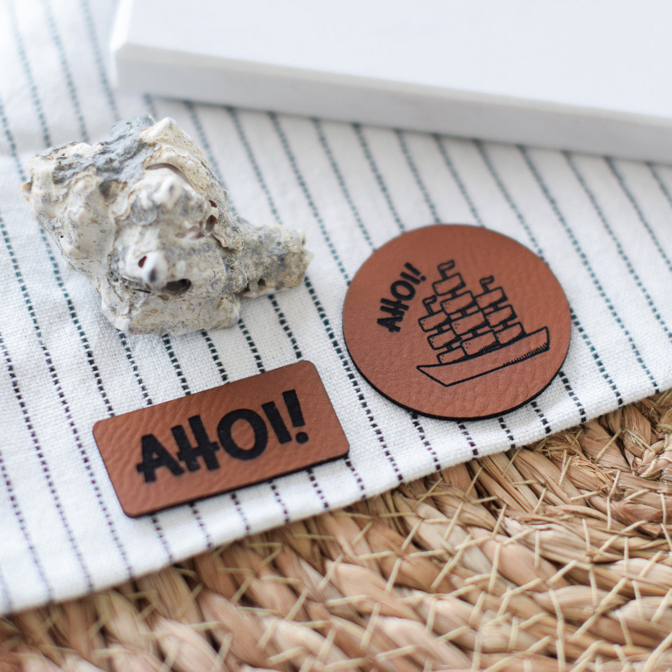 Kunstlederlabel "Schiff Ahoi!"