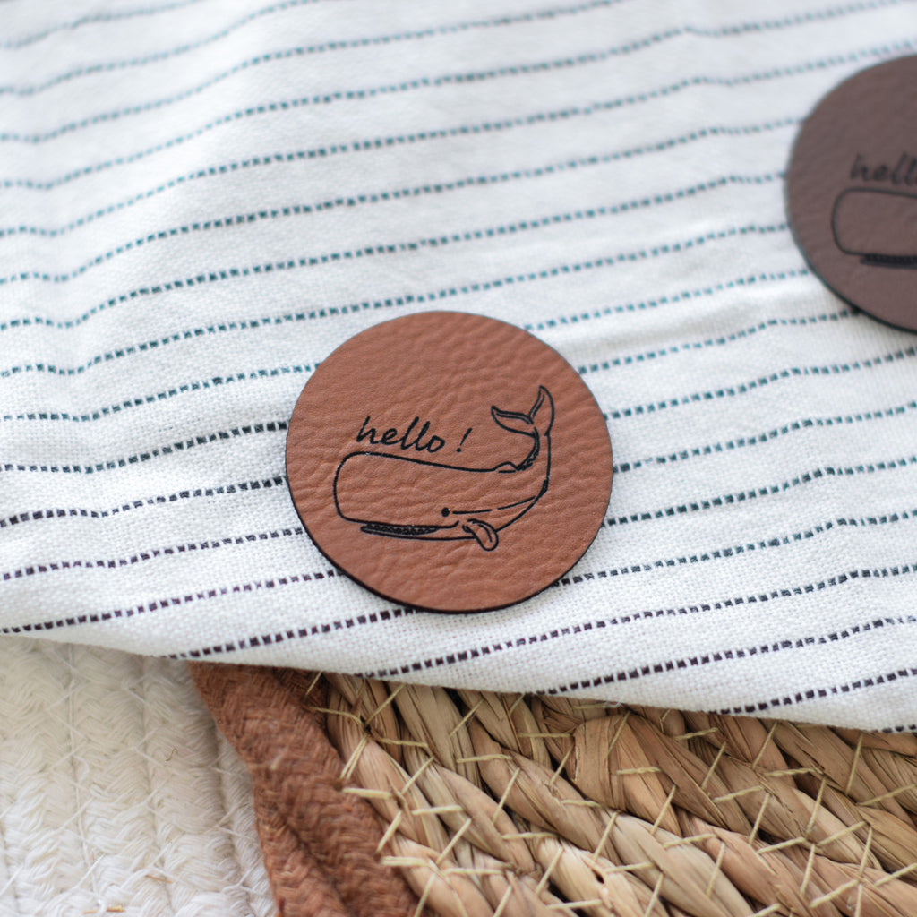 Kunstlederlabel "hello! Pottwal"