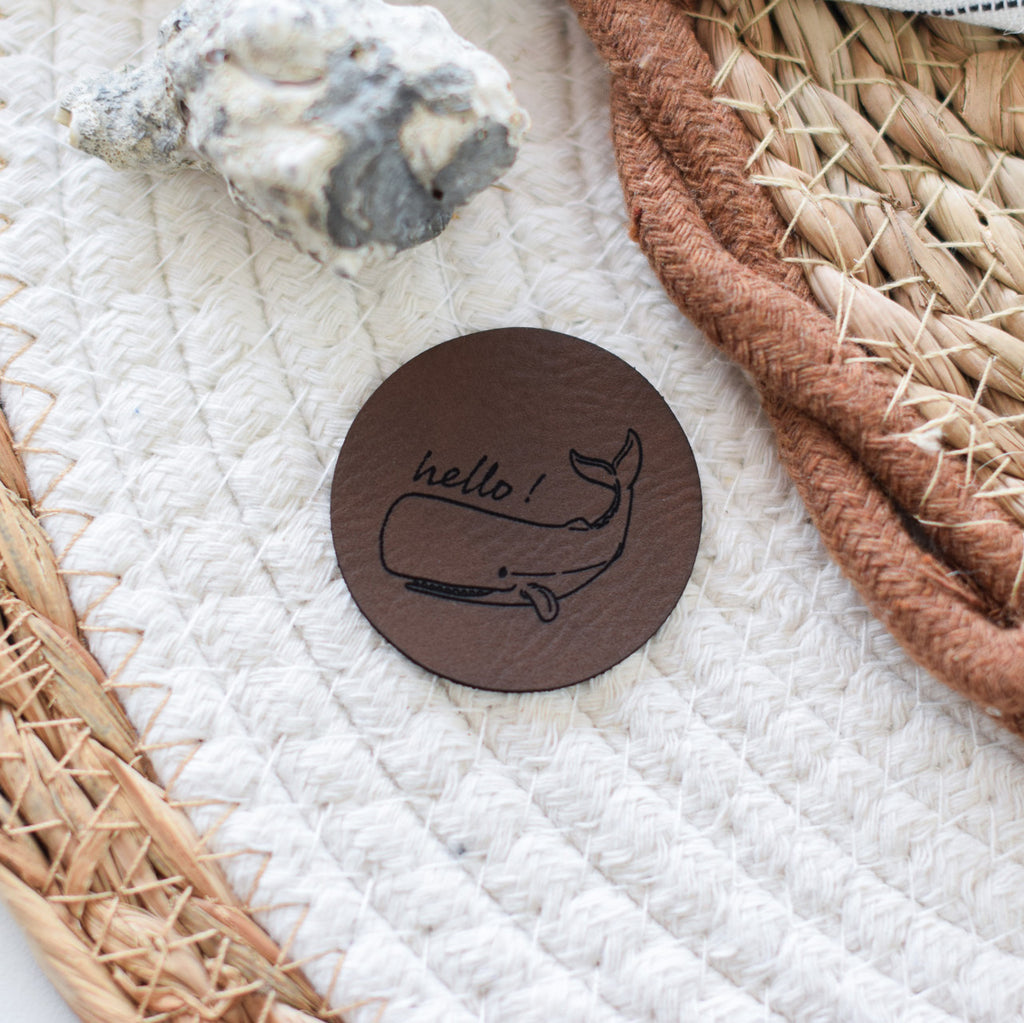Kunstlederlabel "hello! Pottwal"
