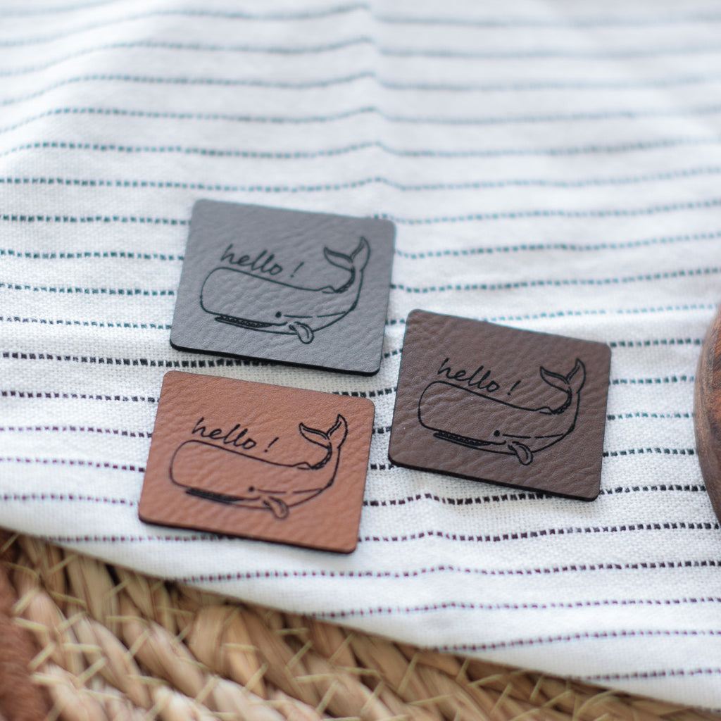 Kunstlederlabel "hello! Pottwal"