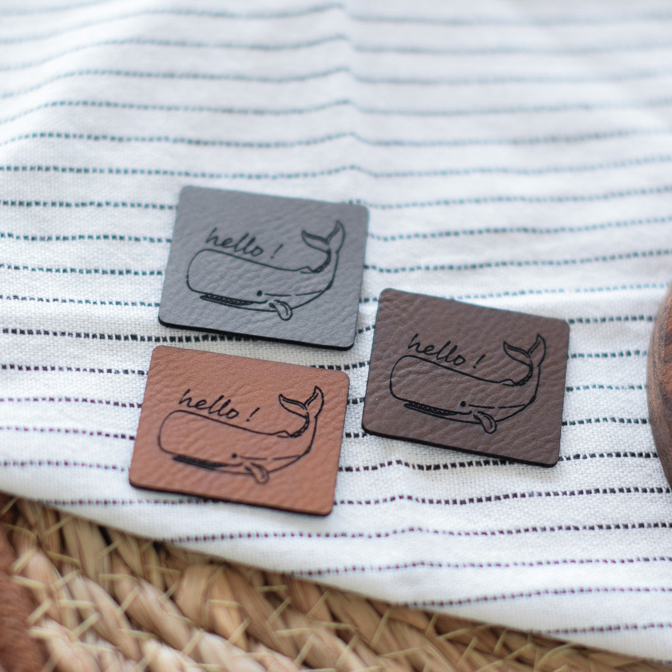 Kunstlederlabel "hello! Pottwal"